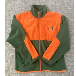 UF fleece University of Miami football zip up college merch orange green XL